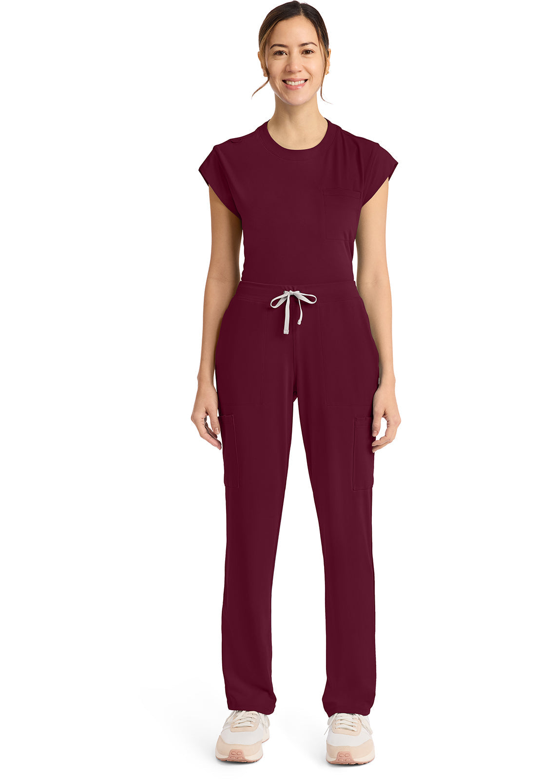 Achieve CK096 Women's 5-Pocket Straight Leg Scrub Pants Wine