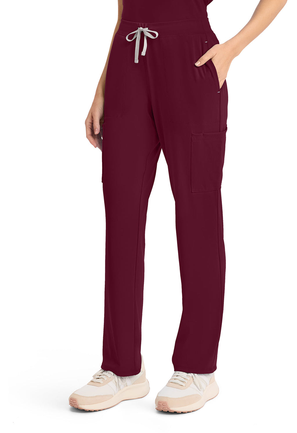 Achieve CK096 Women's 5-Pocket Straight Leg Scrub Pants Wine