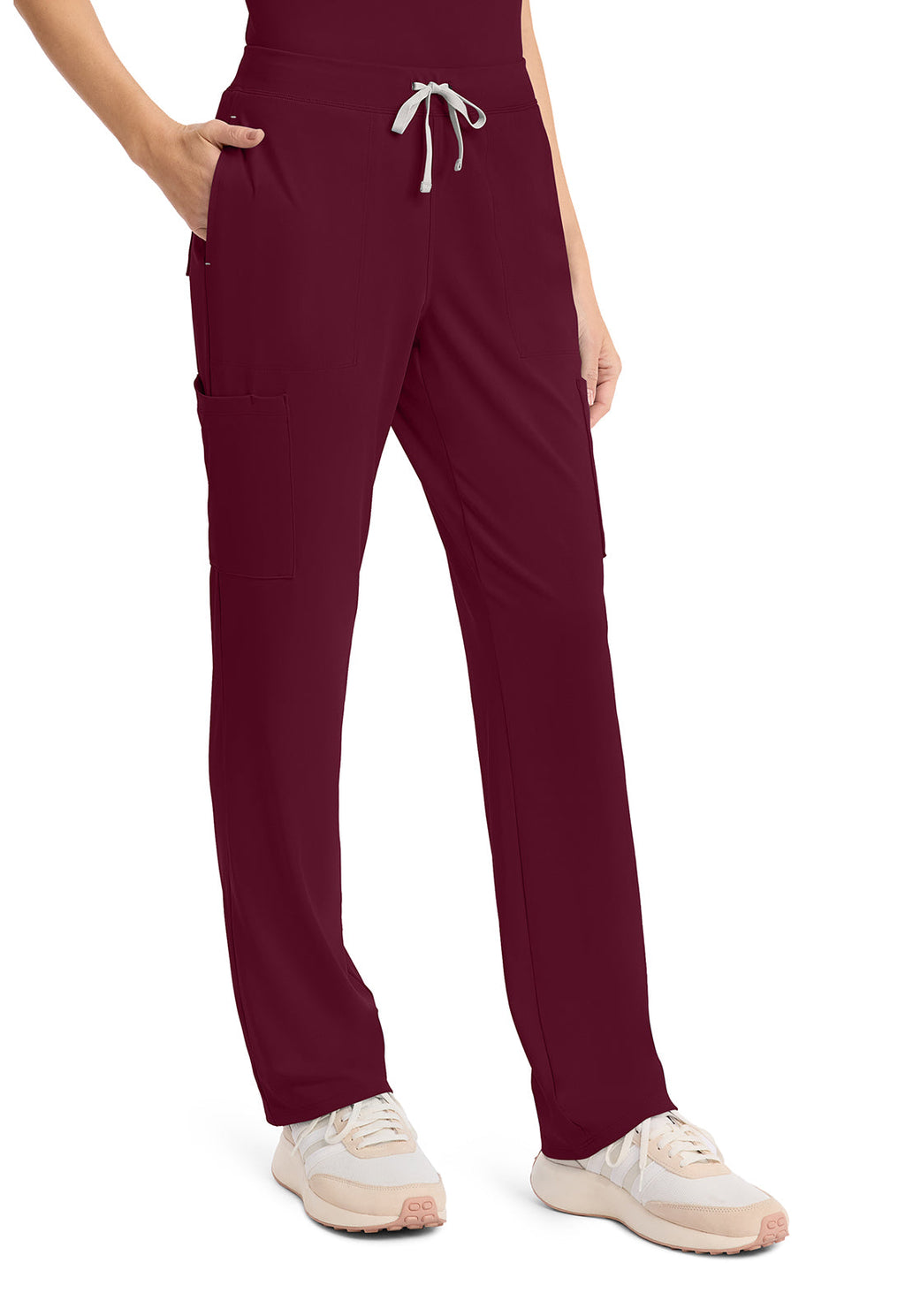 Achieve CK096 Women's 5-Pocket Straight Leg Scrub Pants Wine