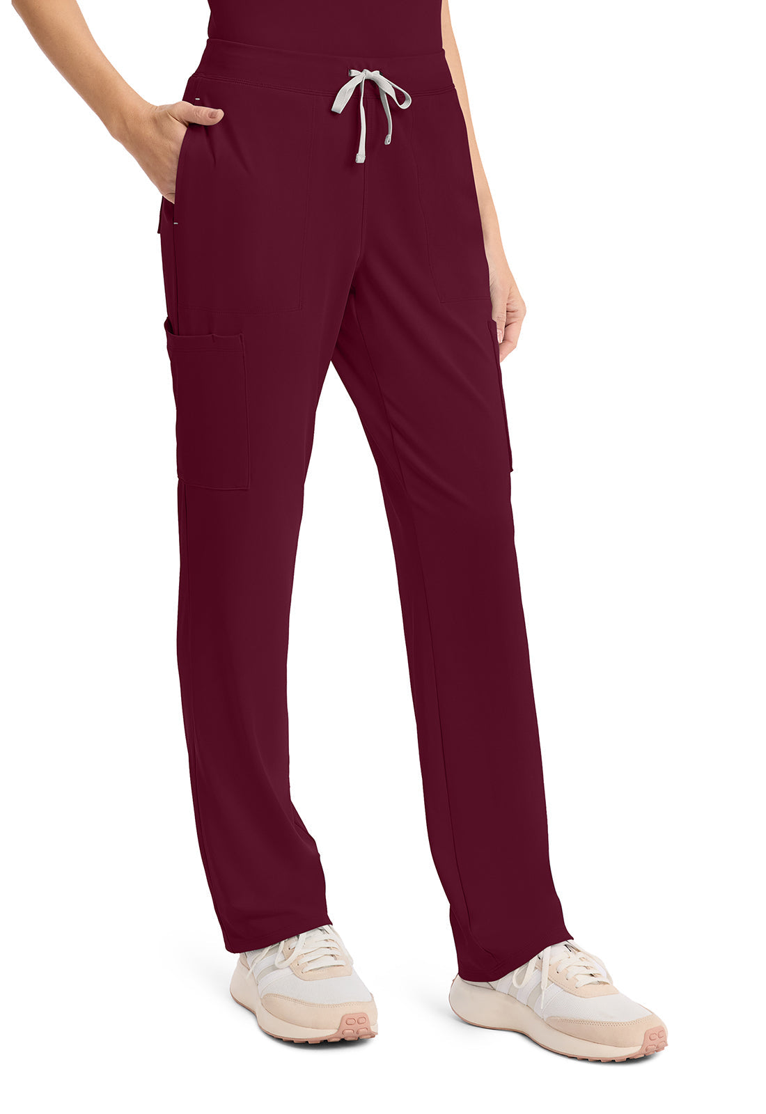 Achieve CK096 Women's 5-Pocket Straight Leg Scrub Pants Wine