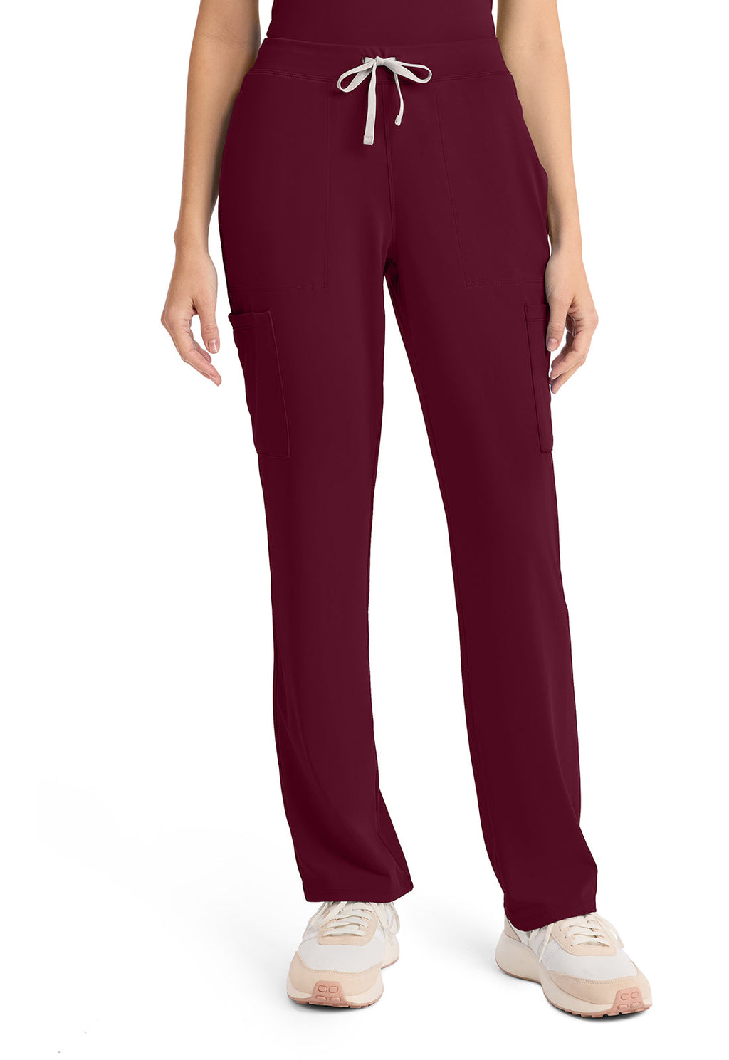 Achieve CK096 Women's 5-Pocket Straight Leg Scrub Pants Wine