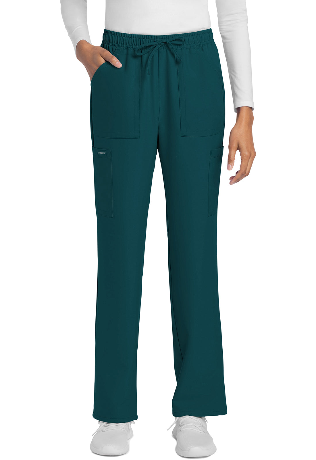 Workwear Originals Ultra CK272A Women's Mid Rise Drawstring Trouser Cargo Scrub Pants Caribbean Blue