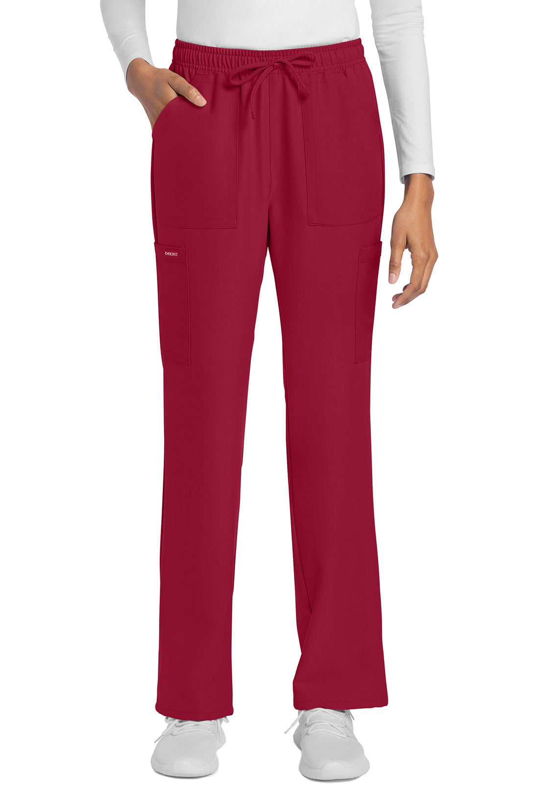 Workwear Originals Ultra CK272A Women's Mid Rise Drawstring Trouser Cargo Scrub Pants Red