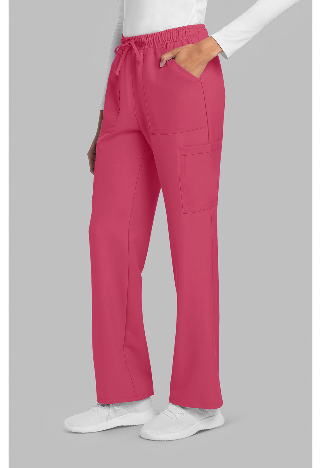 Workwear Originals Ultra CK272A Women's Mid Rise Drawstring Trouser Cargo Scrub Pants Rapture Rose