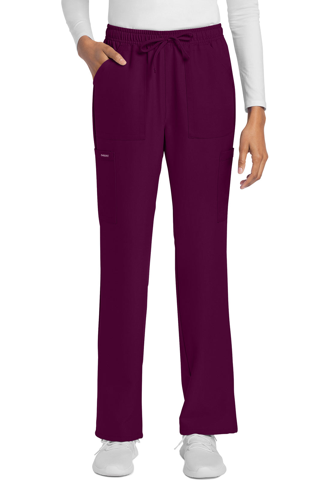Workwear Originals Ultra CK272A Women's Mid Rise Drawstring Trouser Cargo Scrub Pants Wine