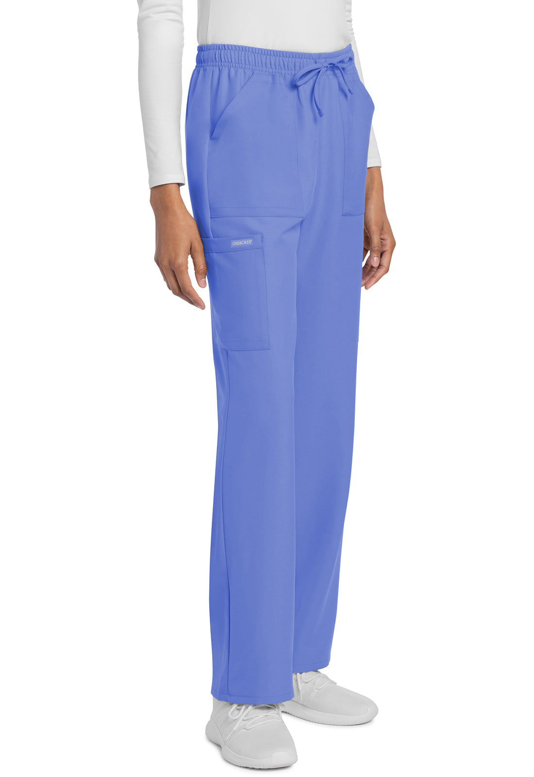 Workwear Originals Ultra CK272A Women's Mid Rise Drawstring Trouser Cargo Scrub Pants Ciel Blue