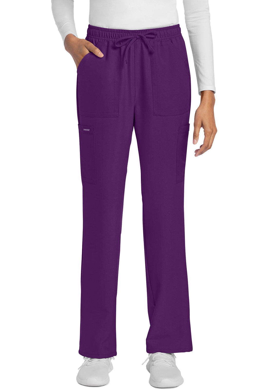 Workwear Originals Ultra CK272A Women's Mid Rise Drawstring Trouser Cargo Scrub Pants Eggplant