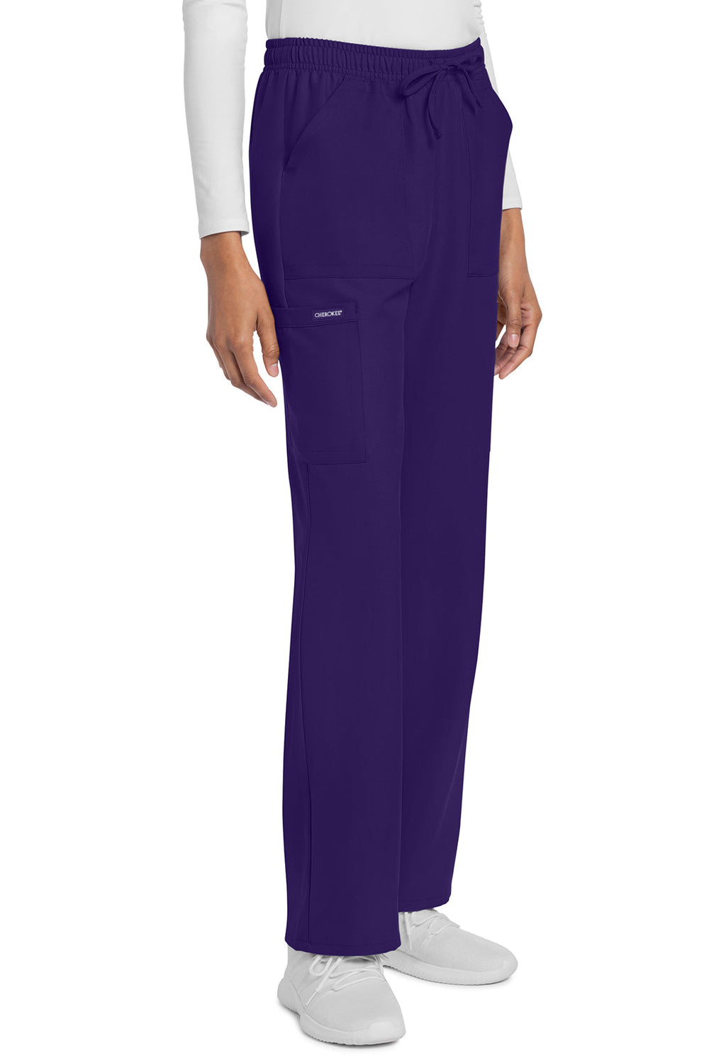 Workwear Originals Ultra CK272A Women's Mid Rise Drawstring Trouser Cargo Scrub Pants Grape