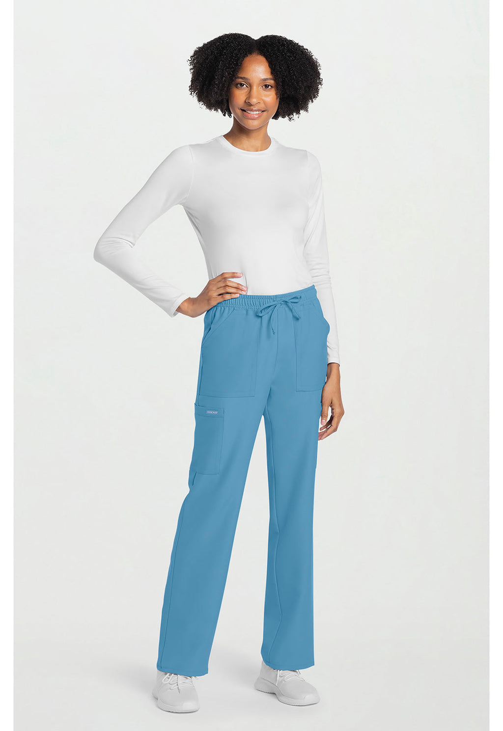 Workwear Originals Ultra CK272A Women's Mid Rise Drawstring Trouser Cargo Scrub Pants Heritage Blue