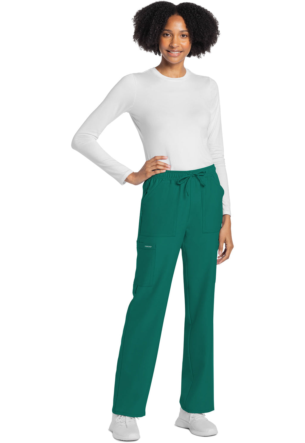 Workwear Originals Ultra CK272A Women's Mid Rise Drawstring Trouser Cargo Scrub Pants Hunter Green