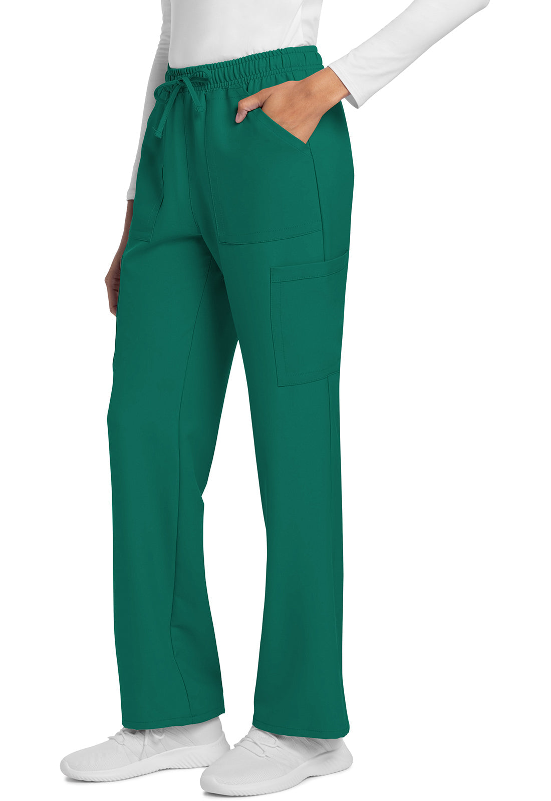 Workwear Originals Ultra CK272A Women's Mid Rise Drawstring Trouser Cargo Scrub Pants Hunter Green