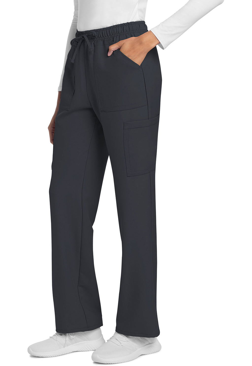 Workwear Originals Ultra CK272A Women's Mid Rise Drawstring Trouser Cargo Scrub Pants Pewter