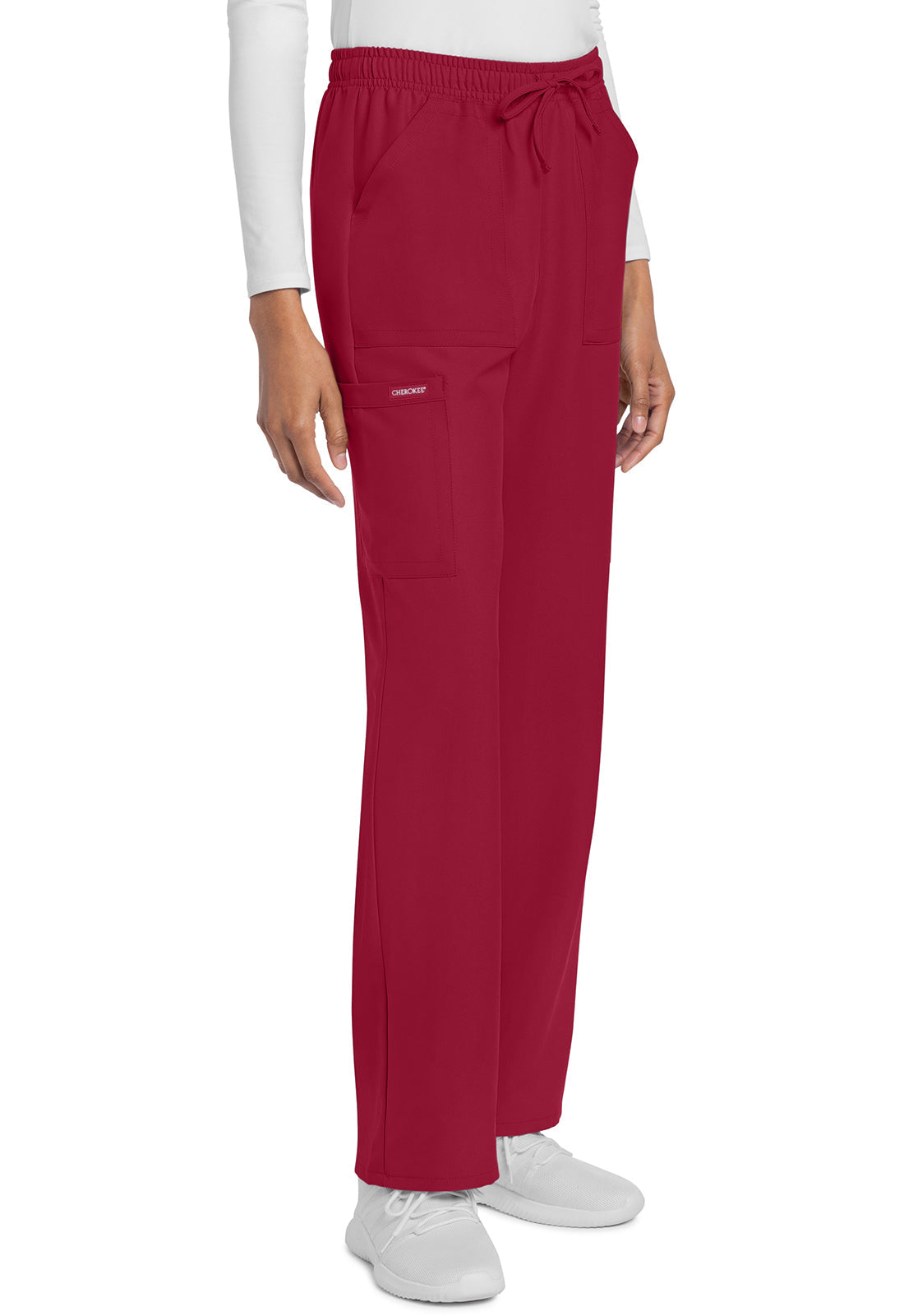 Workwear Originals Ultra CK272A Women's Mid Rise Drawstring Trouser Cargo Scrub Pants Red