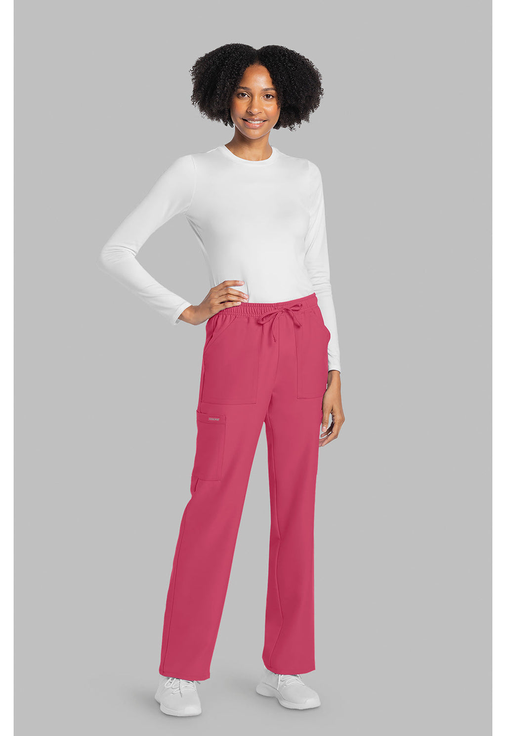 Workwear Originals Ultra CK272A Women's Mid Rise Drawstring Trouser Cargo Scrub Pants Rapture Rose