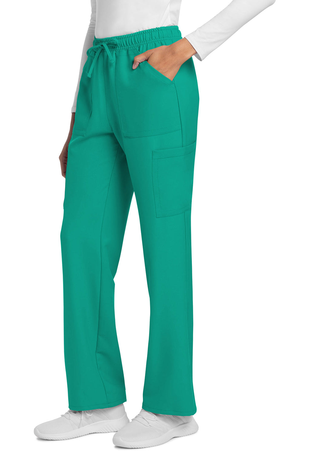 Workwear Originals Ultra CK272A Women's Mid Rise Drawstring Trouser Cargo Scrub Pants Teal Blue
