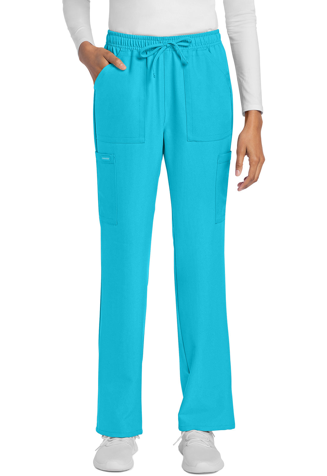 Workwear Originals Ultra CK272A Women's Mid Rise Drawstring Trouser Cargo Scrub Pants Turquoise