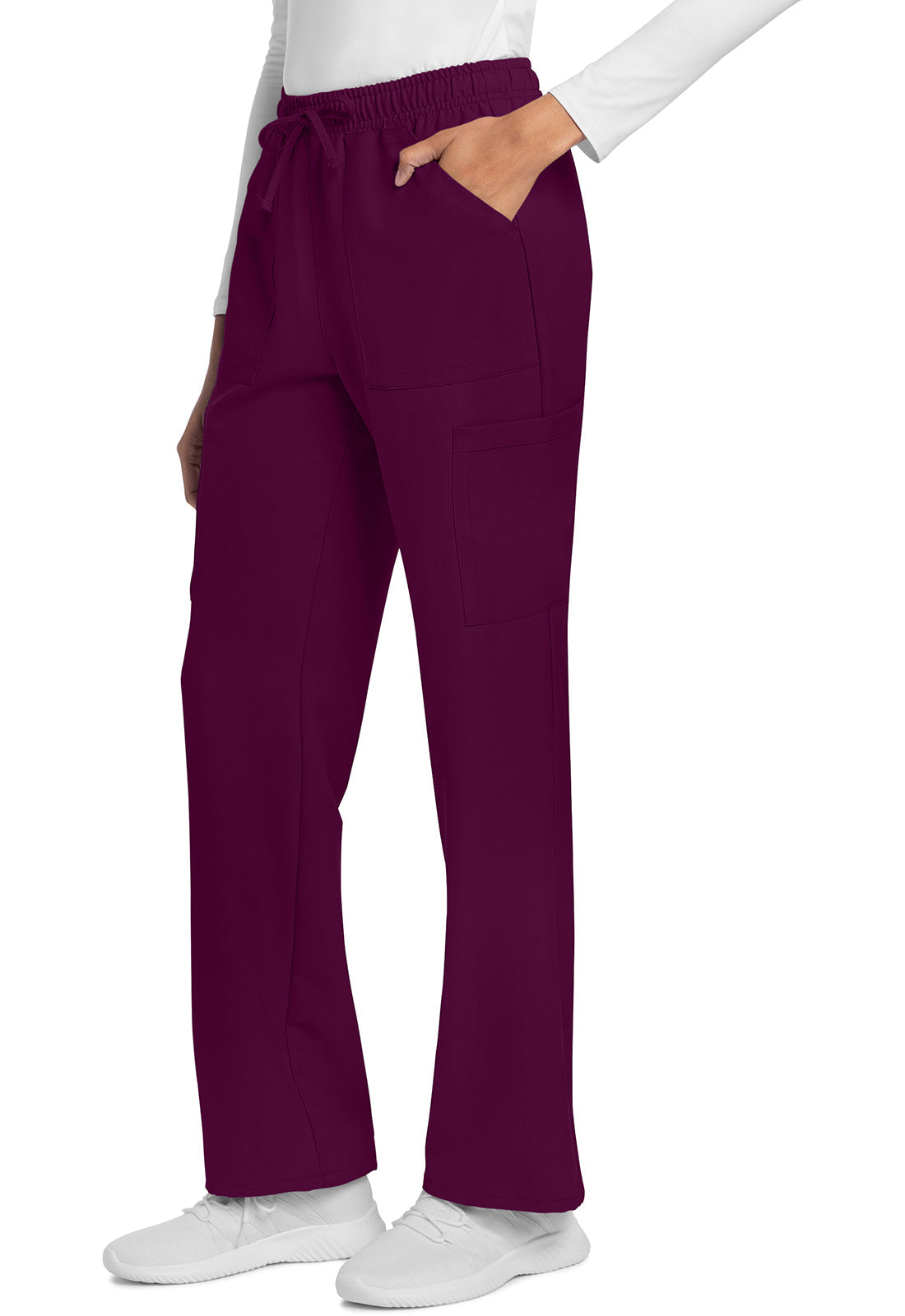 Workwear Originals Ultra CK272A Women's Mid Rise Drawstring Trouser Cargo Scrub Pants Wine