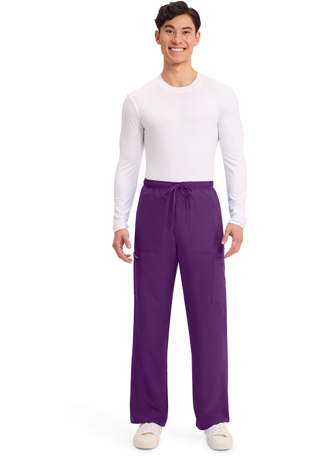 Workwear Originals Ultra CK279A Men's Mid Rise Zip Fly Straight Leg Scrub Pants Eggplant