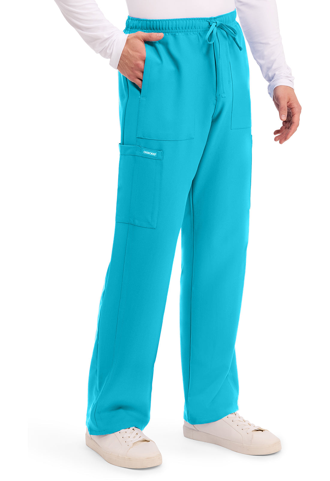 Workwear Originals Ultra CK279A Men's Mid Rise Zip Fly Straight Leg Scrub Pants Turquoise