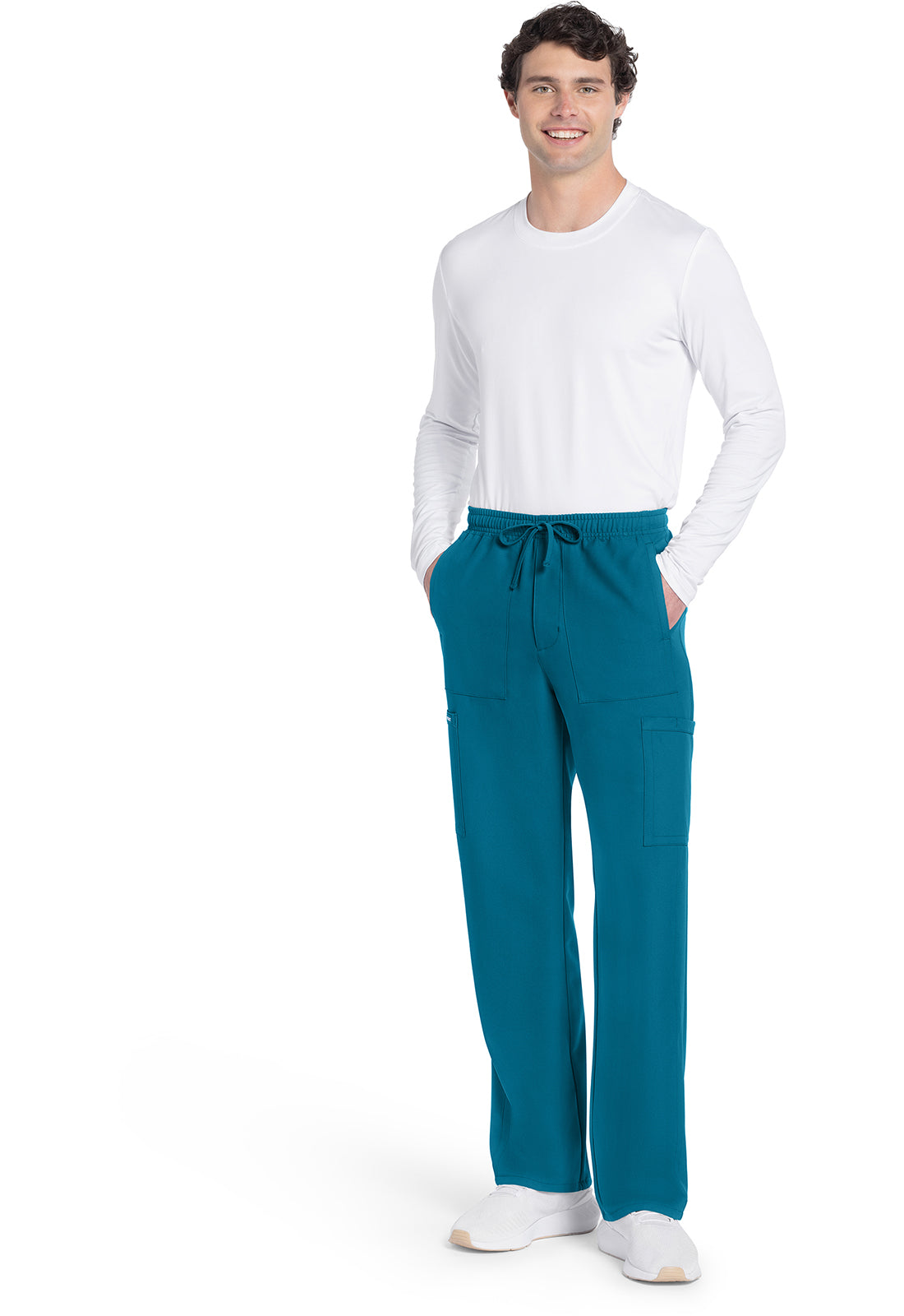 Workwear Originals Ultra CK279A Men's Mid Rise Zip Fly Straight Leg Scrub Pants Caribbean Blue