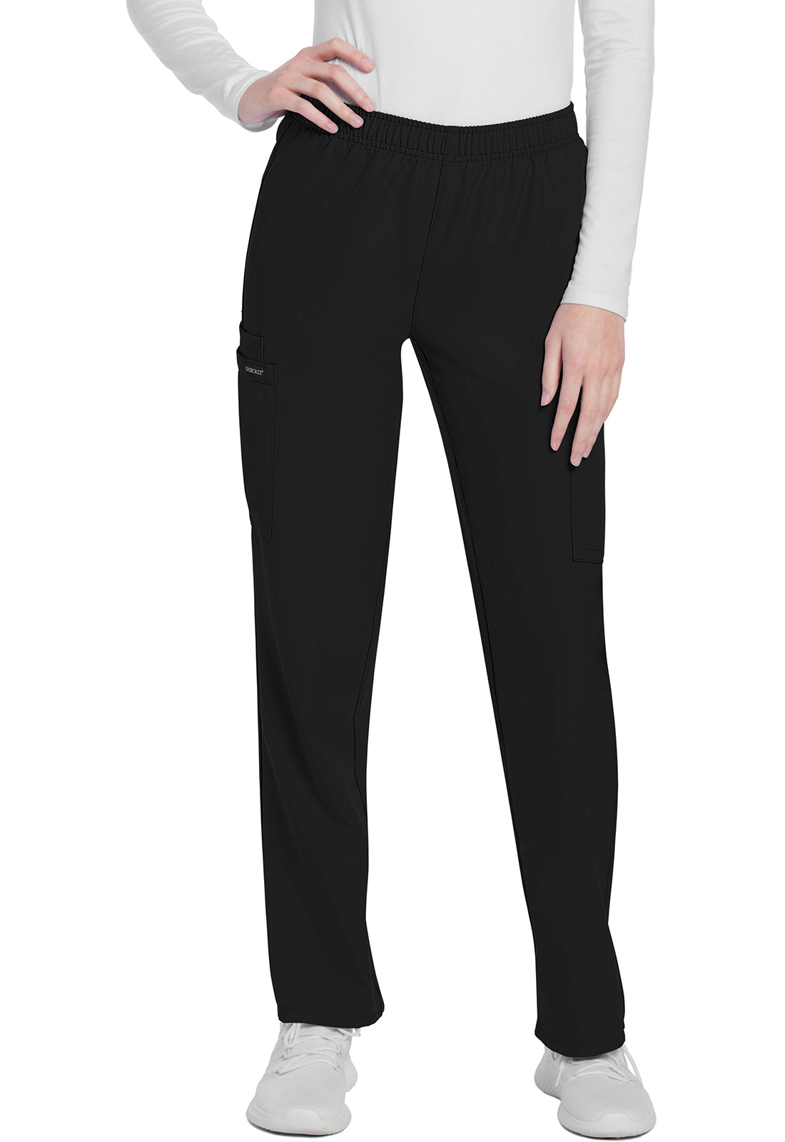Workwear Originals Ultra CK281A Women's Mid Rise Pull-on Slim Leg Cargo Scrub Pants Black