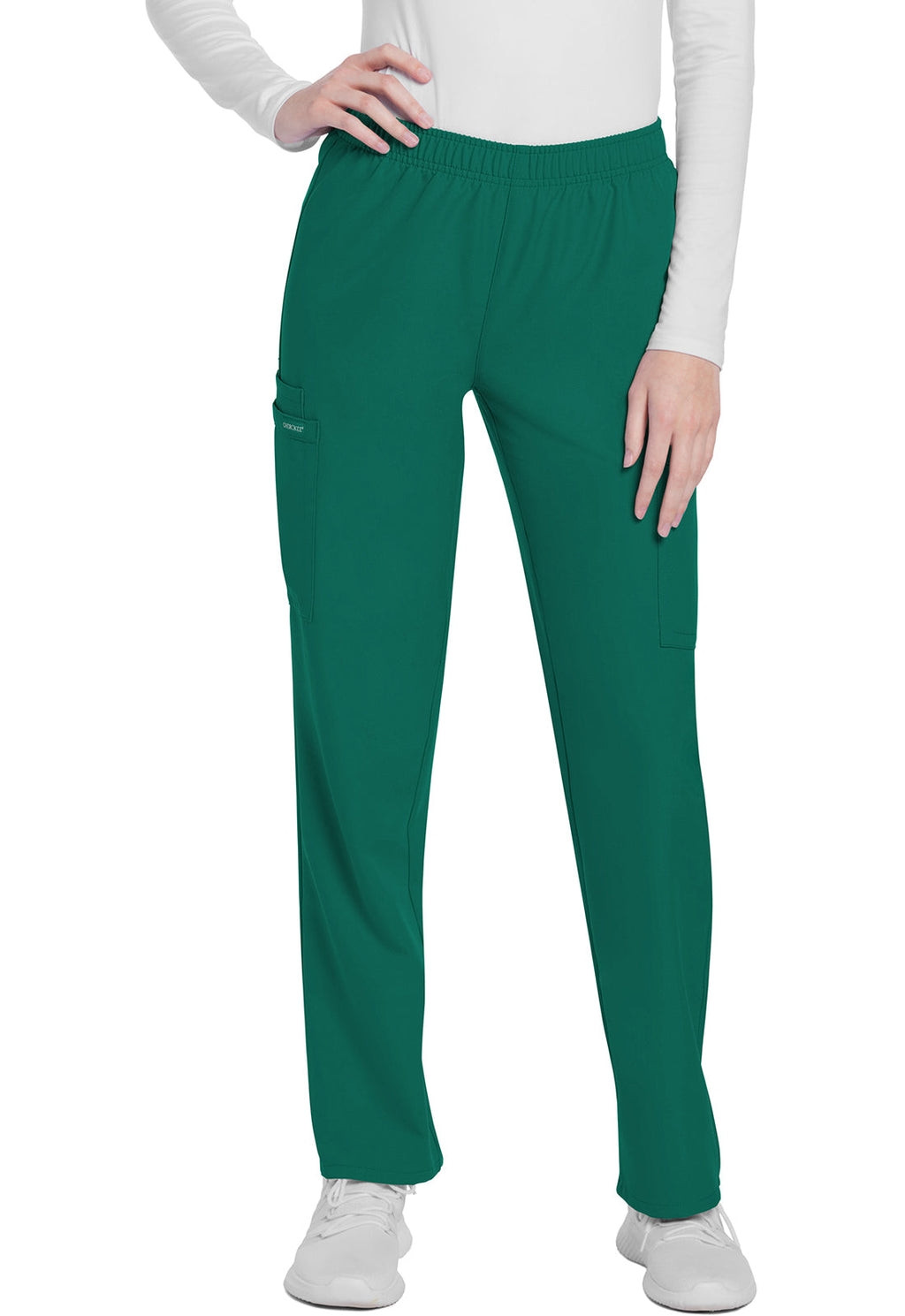 Workwear Originals Ultra CK281A Women's Mid Rise Pull-on Slim Leg Cargo Scrub Pants Hunter Green