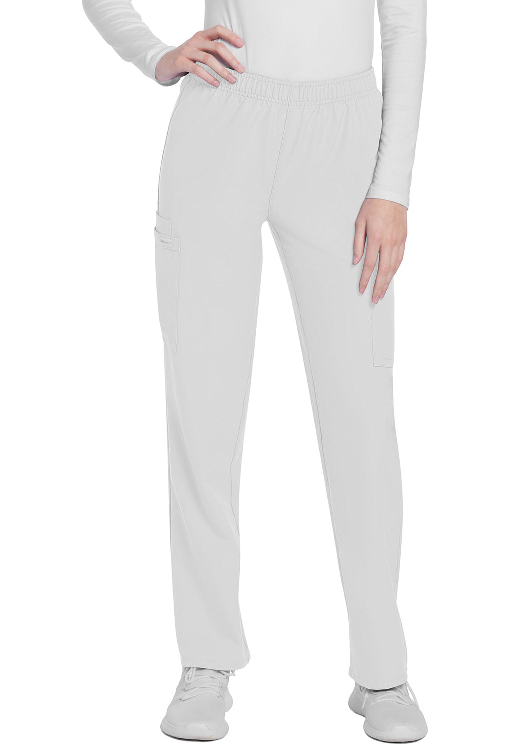 Workwear Originals Ultra CK281A Women's Mid Rise Pull-on Slim Leg Cargo Scrub Pants White