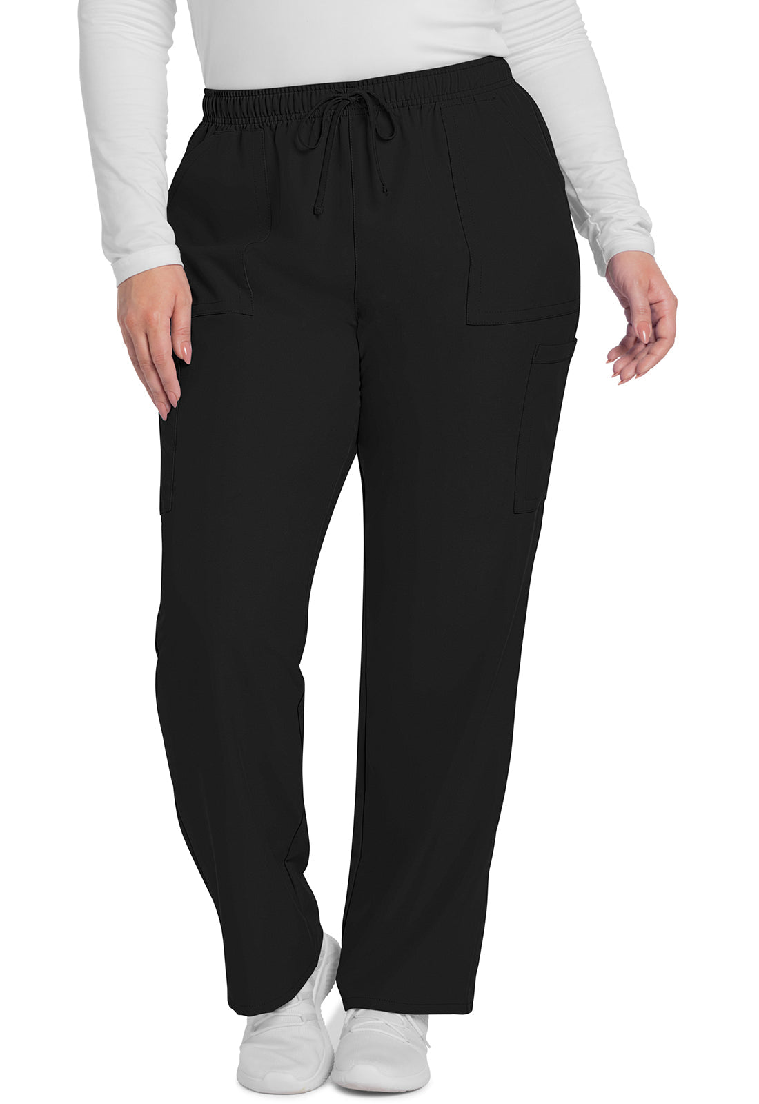 Workwear Originals Ultra CK281A Women's Mid Rise Pull-on Slim Leg Cargo Scrub Pants Black