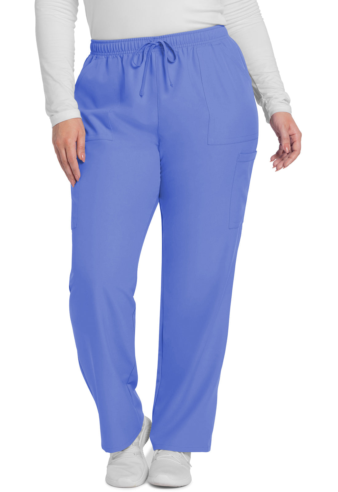 Workwear Originals Ultra CK281A Women's Mid Rise Pull-on Slim Leg Cargo Scrub Pants Ciel Blue