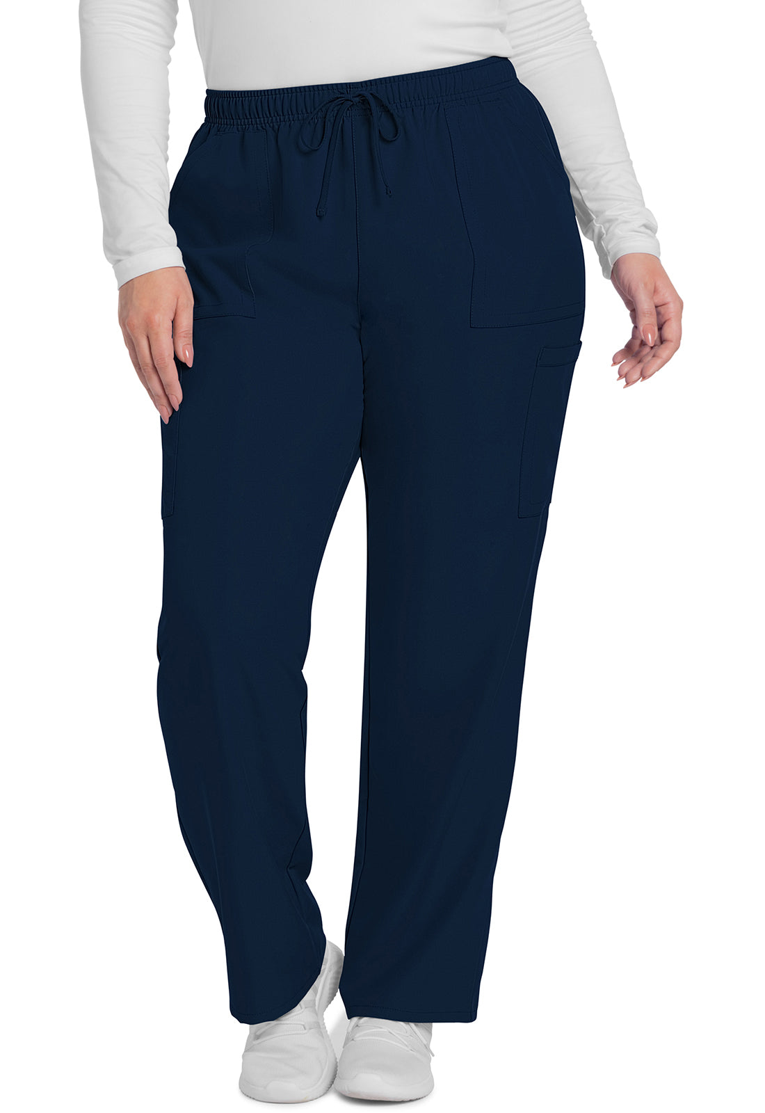 Workwear Originals Ultra CK281A Women's Mid Rise Pull-on Slim Leg Cargo Scrub Pants Navy