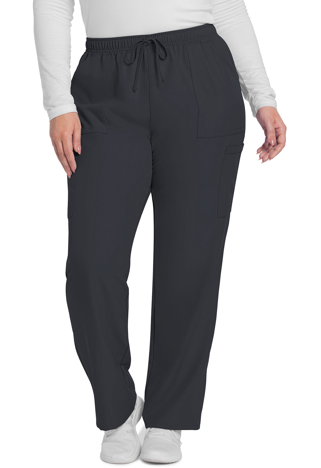 Workwear Originals Ultra CK281A Women's Mid Rise Pull-on Slim Leg Cargo Scrub Pants Pewter