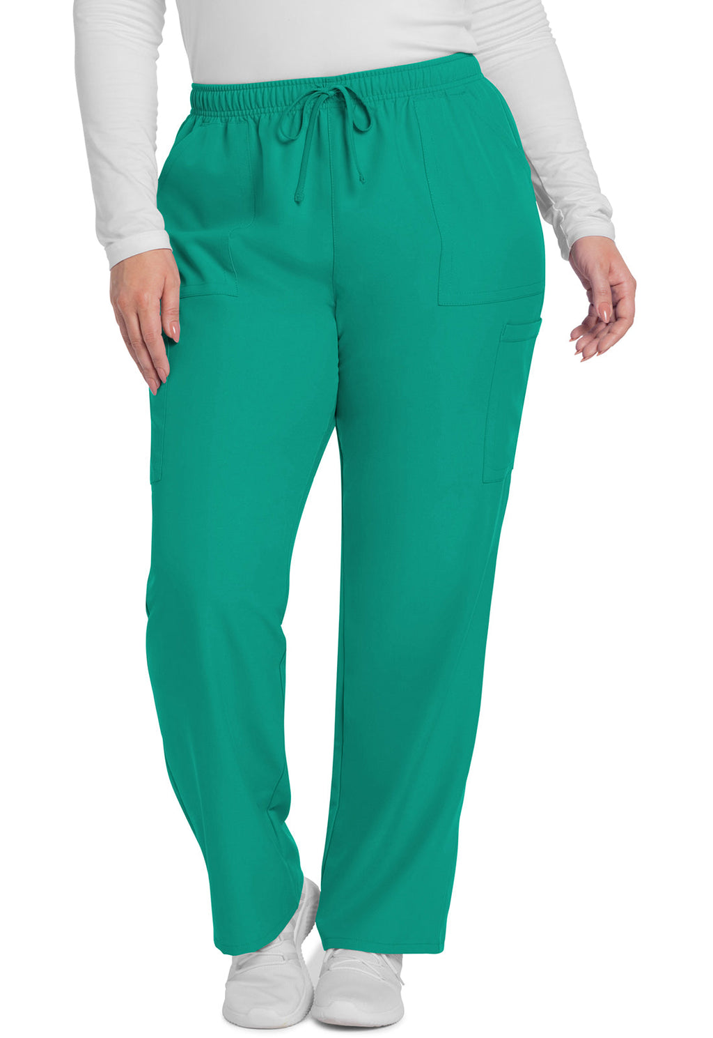 Workwear Originals Ultra CK281A Women's Mid Rise Pull-on Slim Leg Cargo Scrub Pants Teal Blue