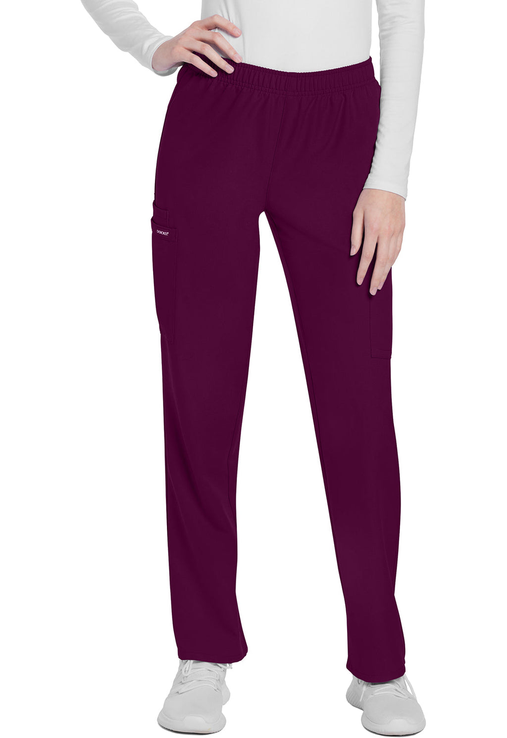 Workwear Originals Ultra CK281A Women's Mid Rise Pull-on Slim Leg Cargo Scrub Pants Wine