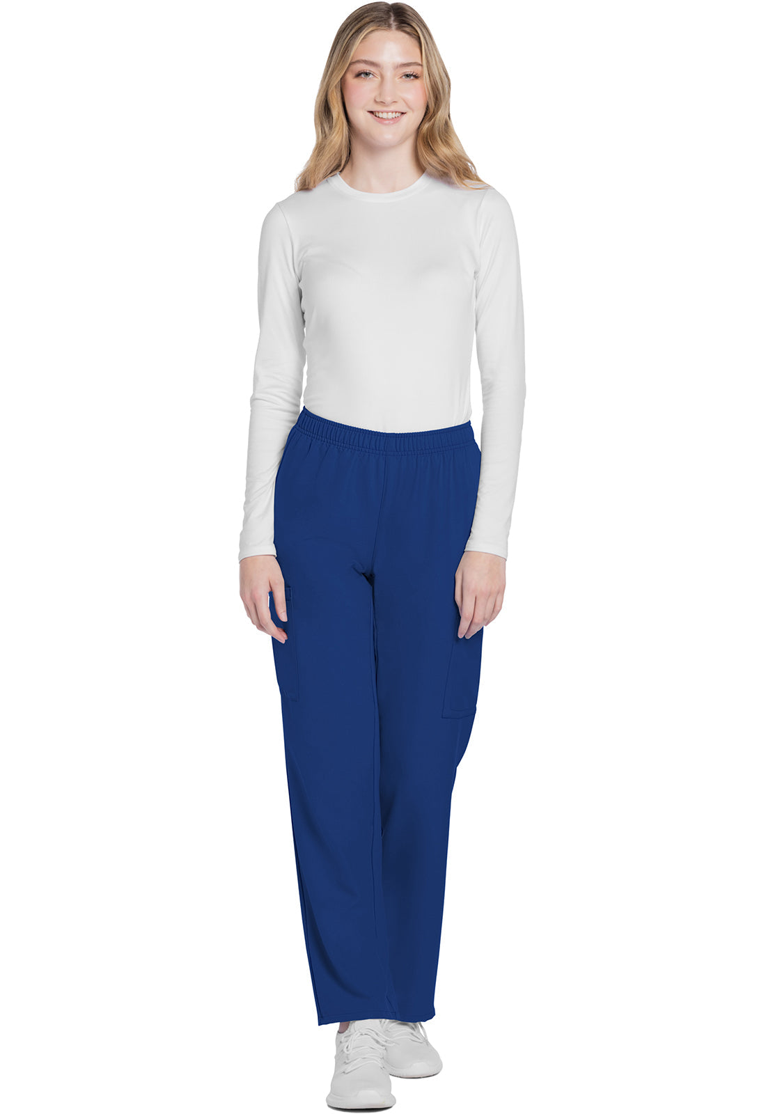 Workwear Originals Ultra CK281A Women's Mid Rise Pull-on Slim Leg Cargo Scrub Pants Galaxy Blue