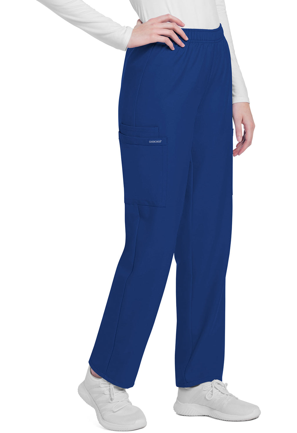 Workwear Originals Ultra CK281A Women's Mid Rise Pull-on Slim Leg Cargo Scrub Pants Galaxy Blue