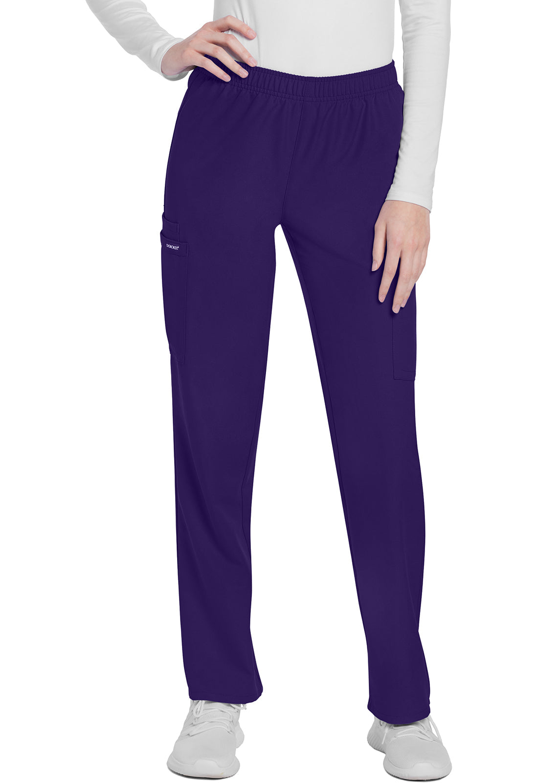 Workwear Originals Ultra CK281A Women's Mid Rise Pull-on Slim Leg Cargo Scrub Pants Grape