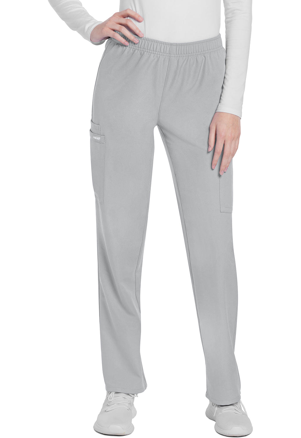 Workwear Originals Ultra CK281A Women's Mid Rise Pull-on Slim Leg Cargo Scrub Pants Grey