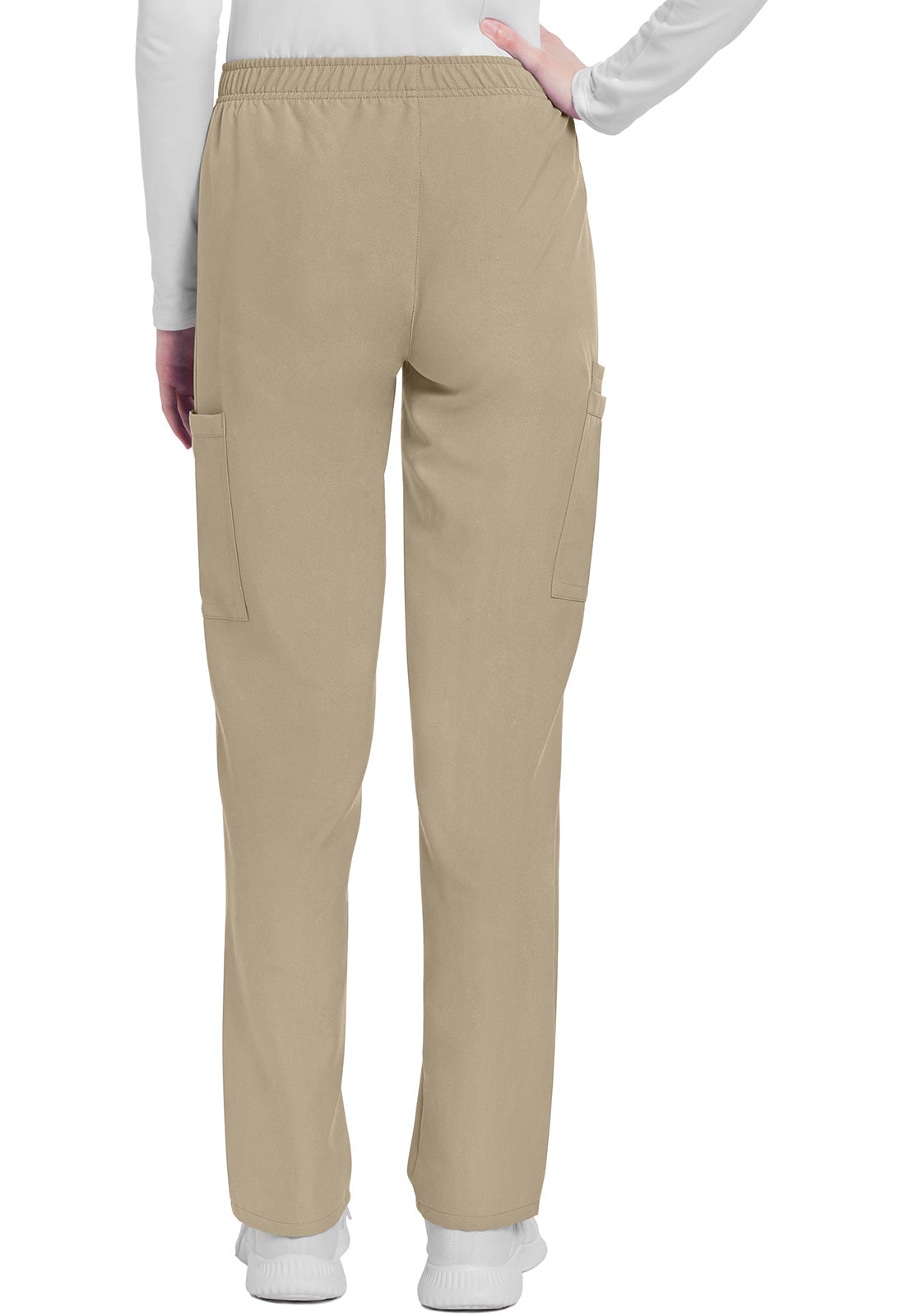 Workwear Originals Ultra CK281A Women's Mid Rise Pull-on Slim Leg Cargo Scrub Pants Khaki