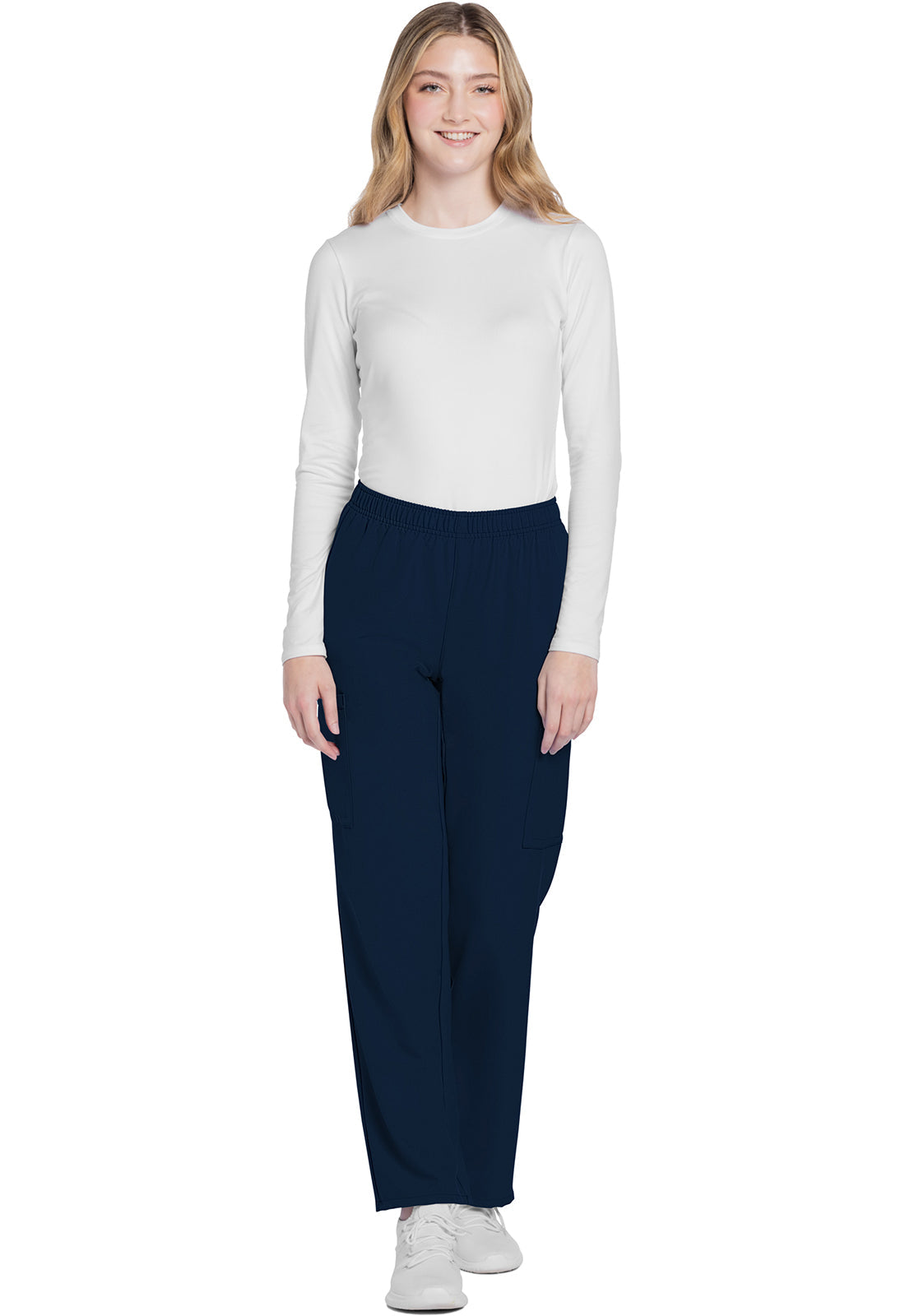 Workwear Originals Ultra CK281A Women's Mid Rise Pull-on Slim Leg Cargo Scrub Pants Navy