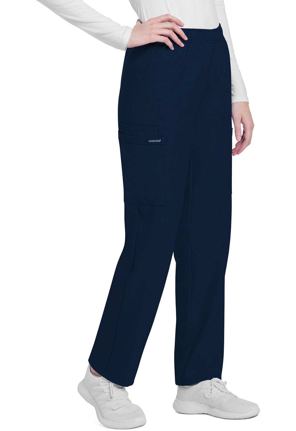 Workwear Originals Ultra CK281A Women's Mid Rise Pull-on Slim Leg Cargo Scrub Pants Navy