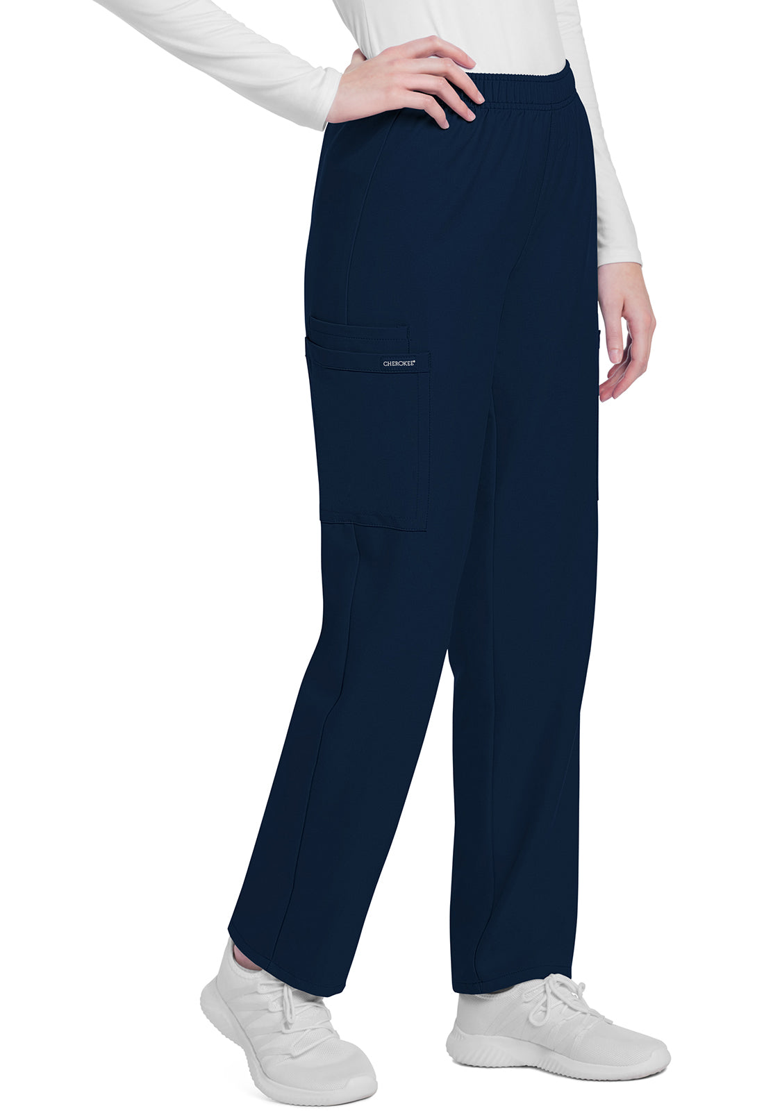 Workwear Originals Ultra CK281A Women's Mid Rise Pull-on Slim Leg Cargo Scrub Pants Navy
