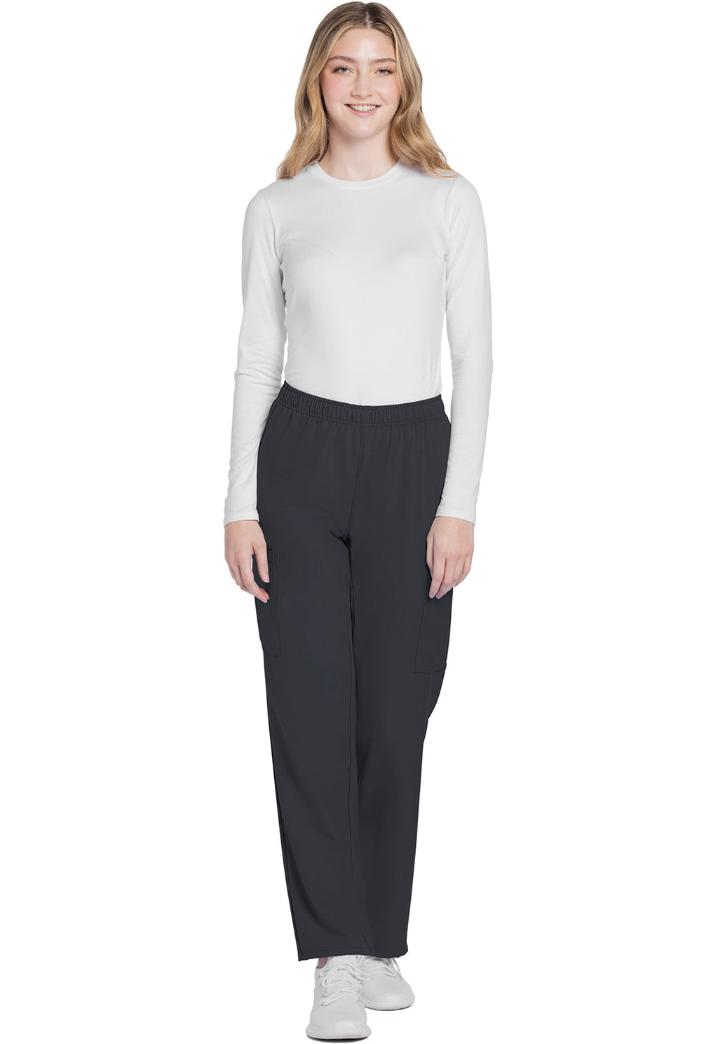 Workwear Originals Ultra CK281A Women's Mid Rise Pull-on Slim Leg Cargo Scrub Pants Pewter