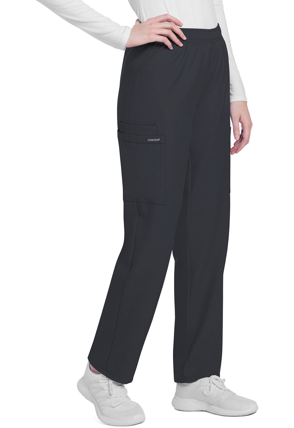 Workwear Originals Ultra CK281A Women's Mid Rise Pull-on Slim Leg Cargo Scrub Pants Pewter
