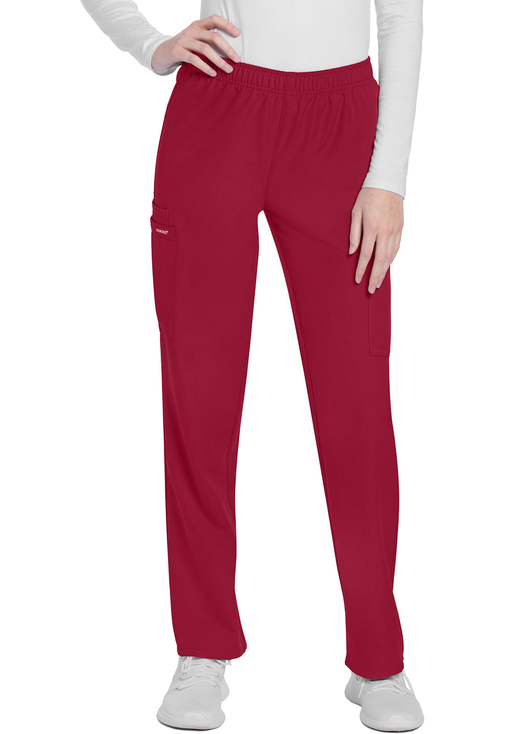 Workwear Originals Ultra CK281A Women's Mid Rise Pull-on Slim Leg Cargo Scrub Pants Red