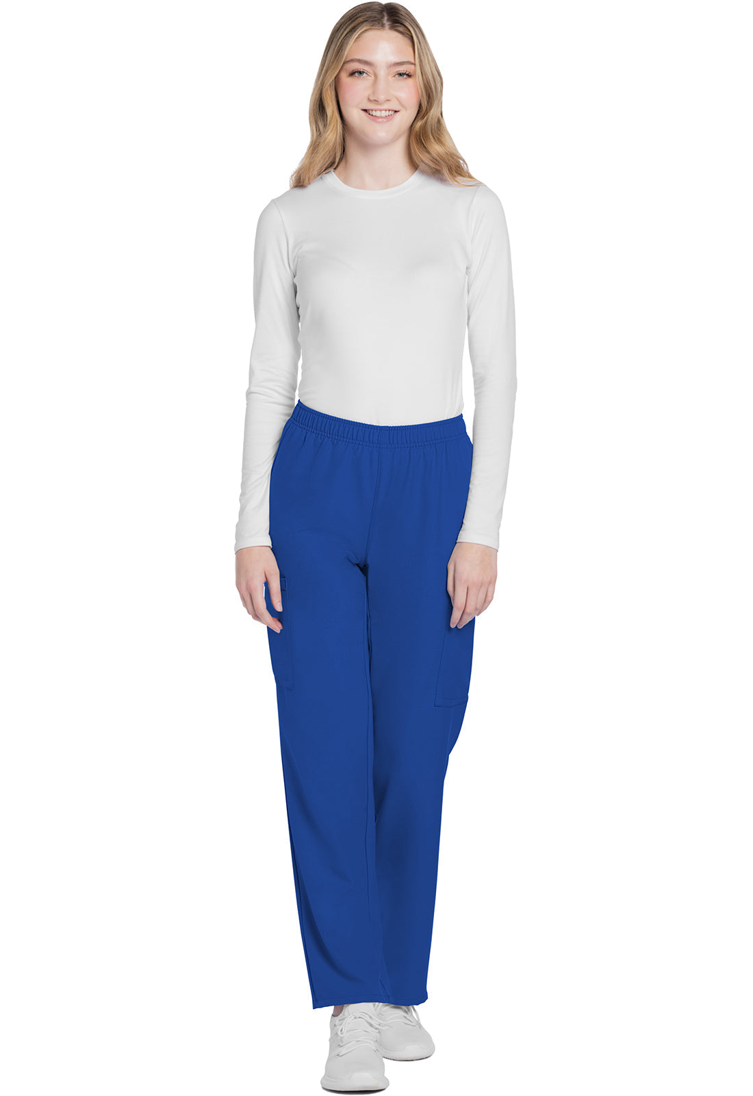 Workwear Originals Ultra CK281A Women's Mid Rise Pull-on Slim Leg Cargo Scrub Pants Royal