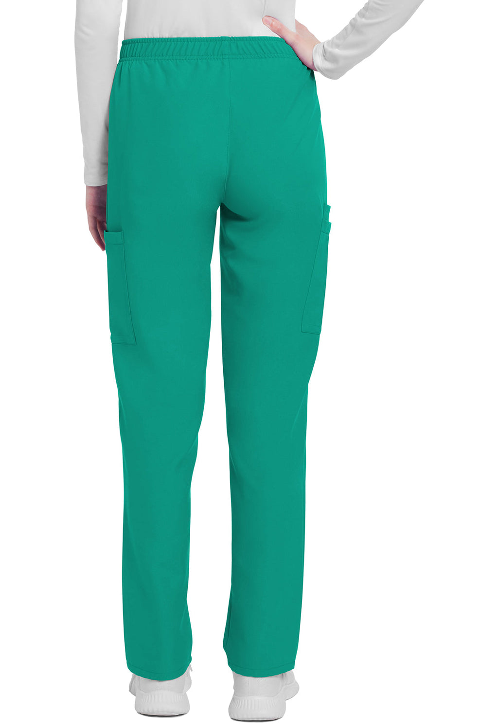 Workwear Originals Ultra CK281A Women's Mid Rise Pull-on Slim Leg Cargo Scrub Pants Teal Blue