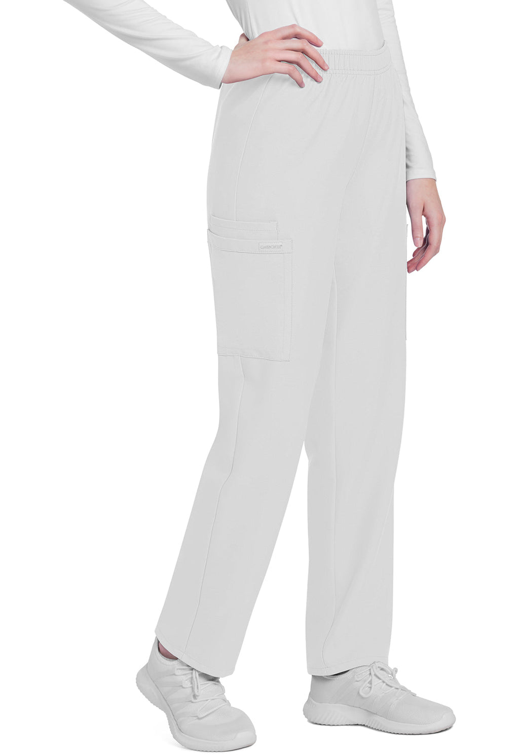 Workwear Originals Ultra CK281A Women's Mid Rise Pull-on Slim Leg Cargo Scrub Pants White