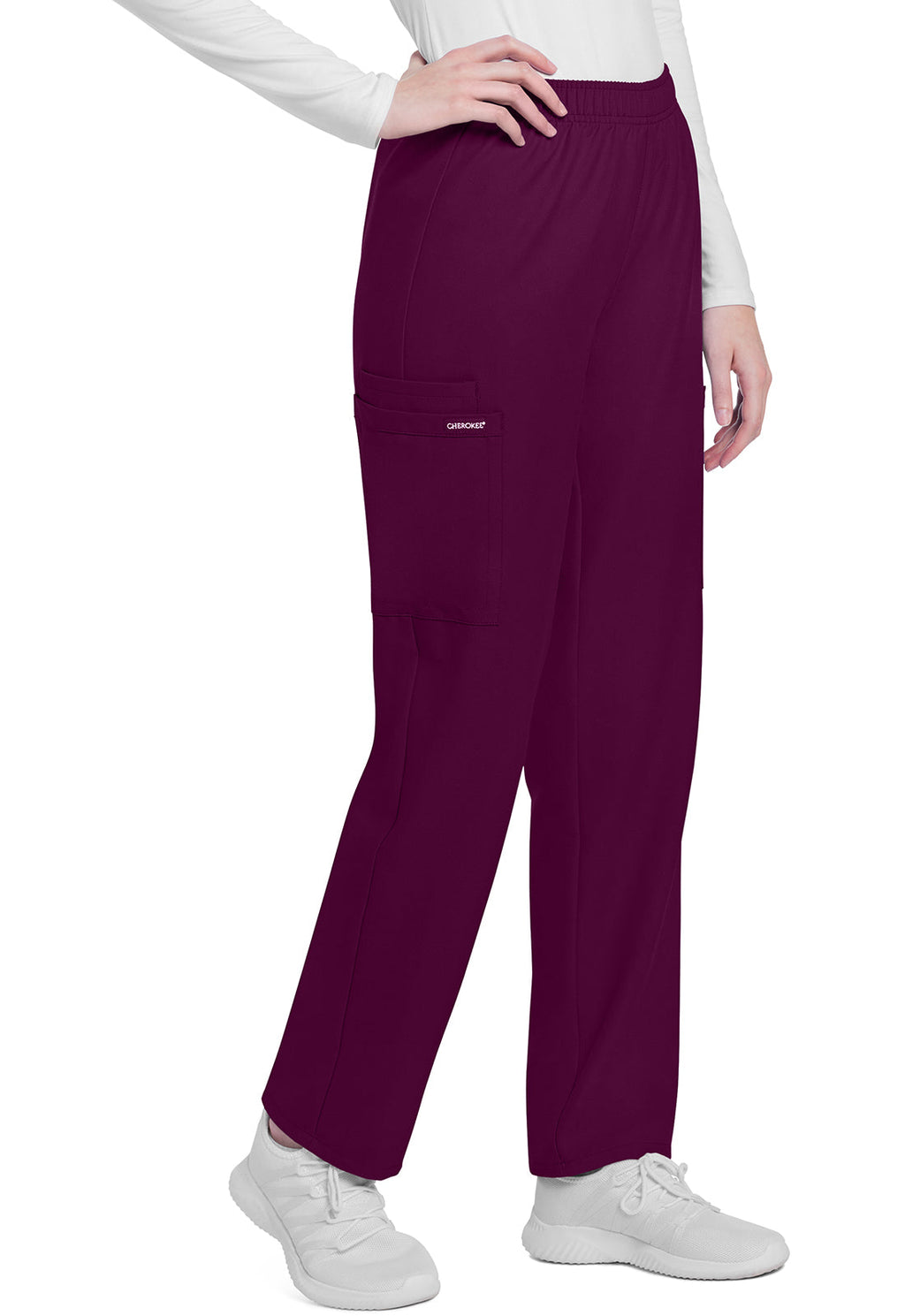 Workwear Originals Ultra CK281A Women's Mid Rise Pull-on Slim Leg Cargo Scrub Pants Wine