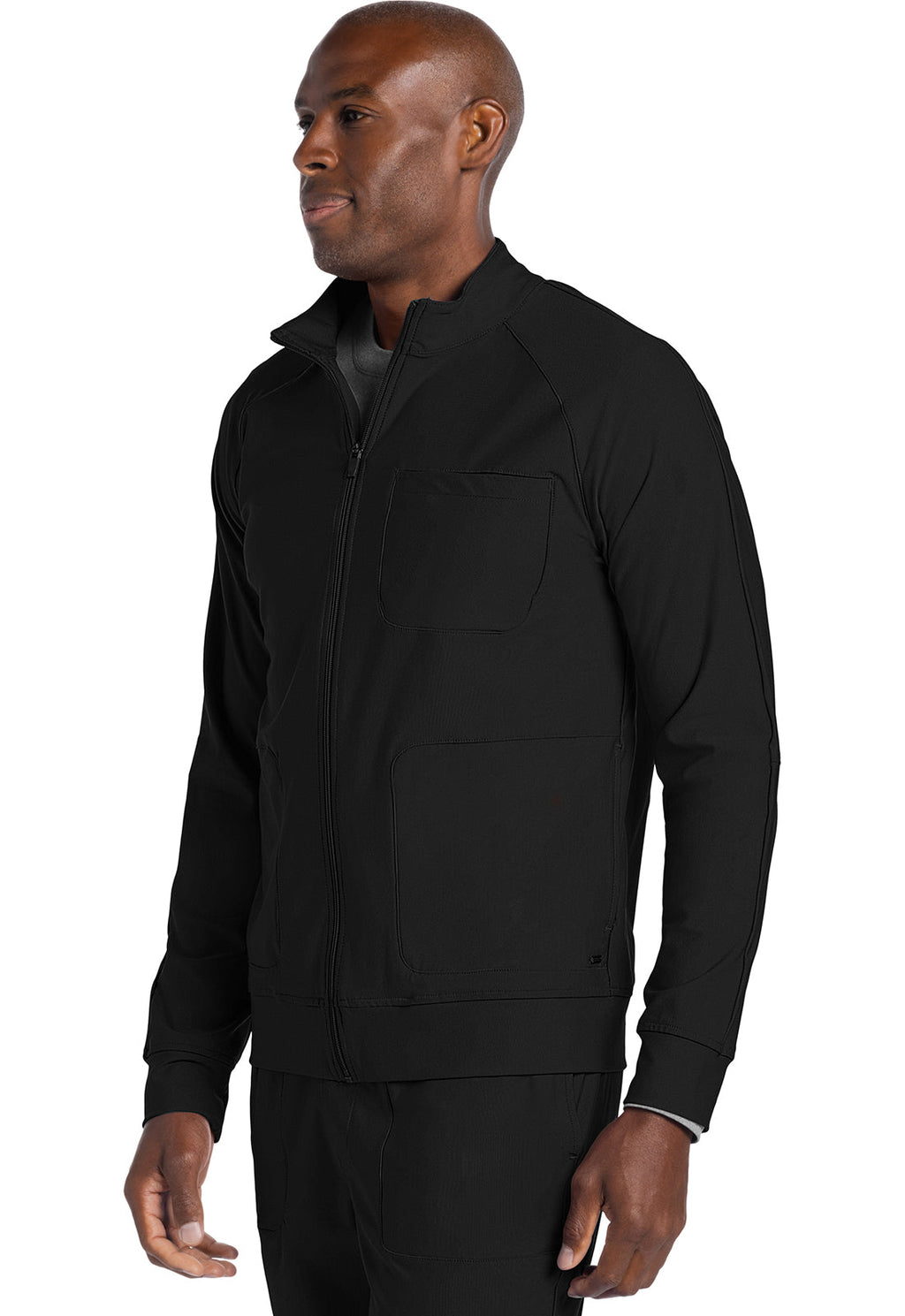 Form CK333 Men's Zip Front Jacket Black Model Image Right Side | Cherokee