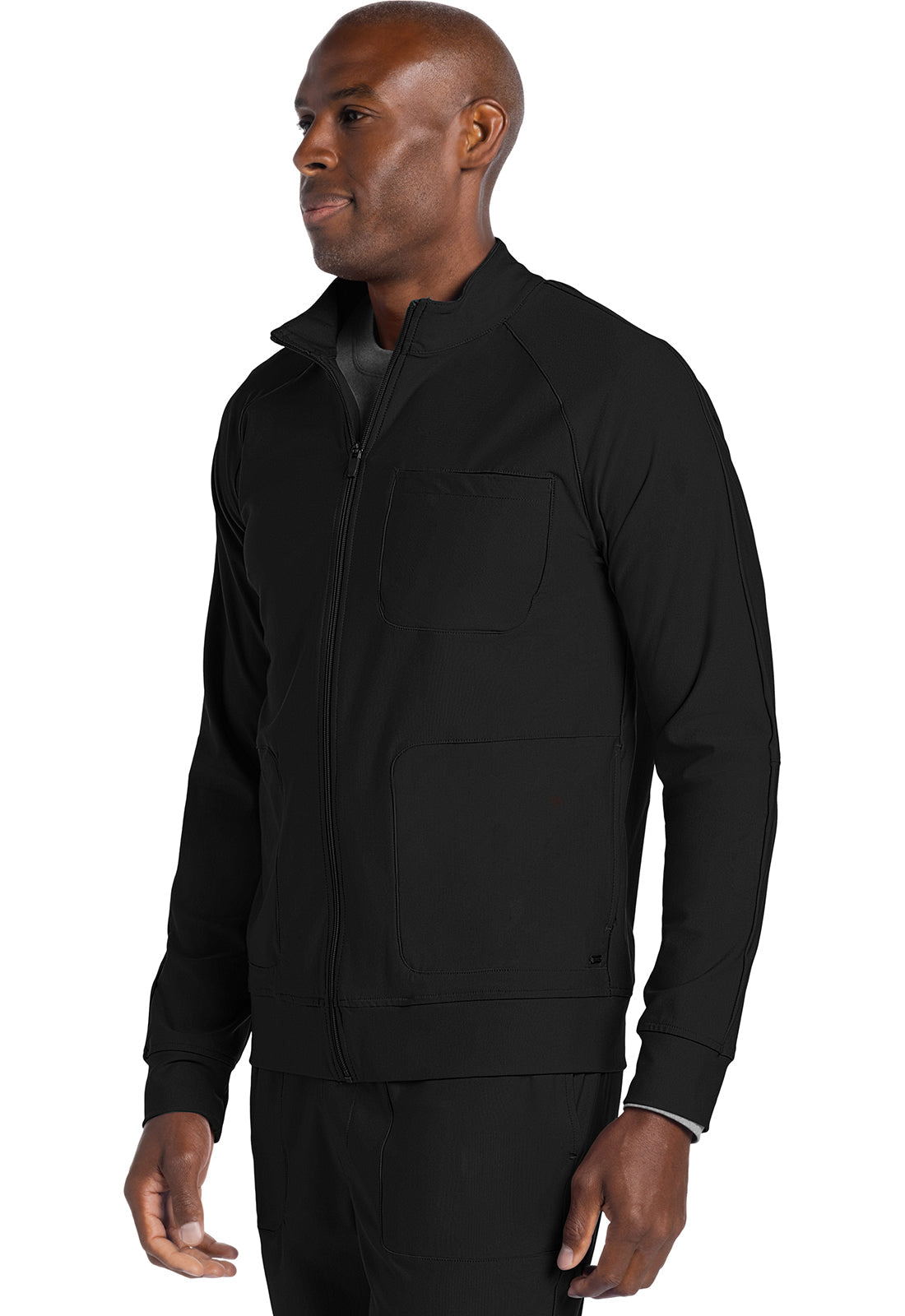 Form CK333 Men's Zip Front Jacket Black Model Image Right Side | Cherokee